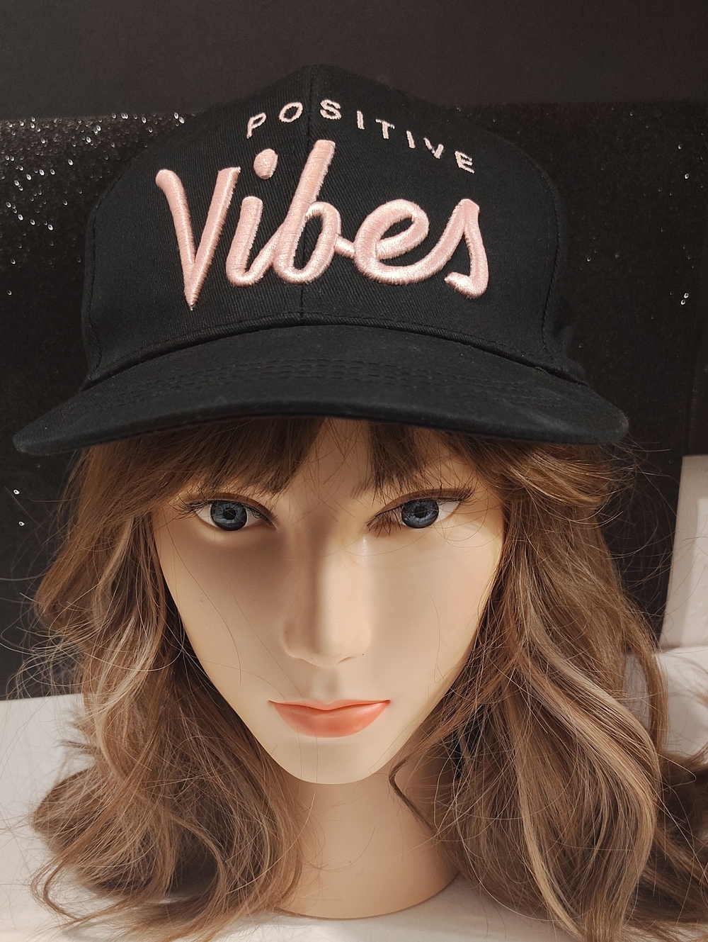 "Positive Vibes" Embroidered Novelty Baseball Hat - OSFA
